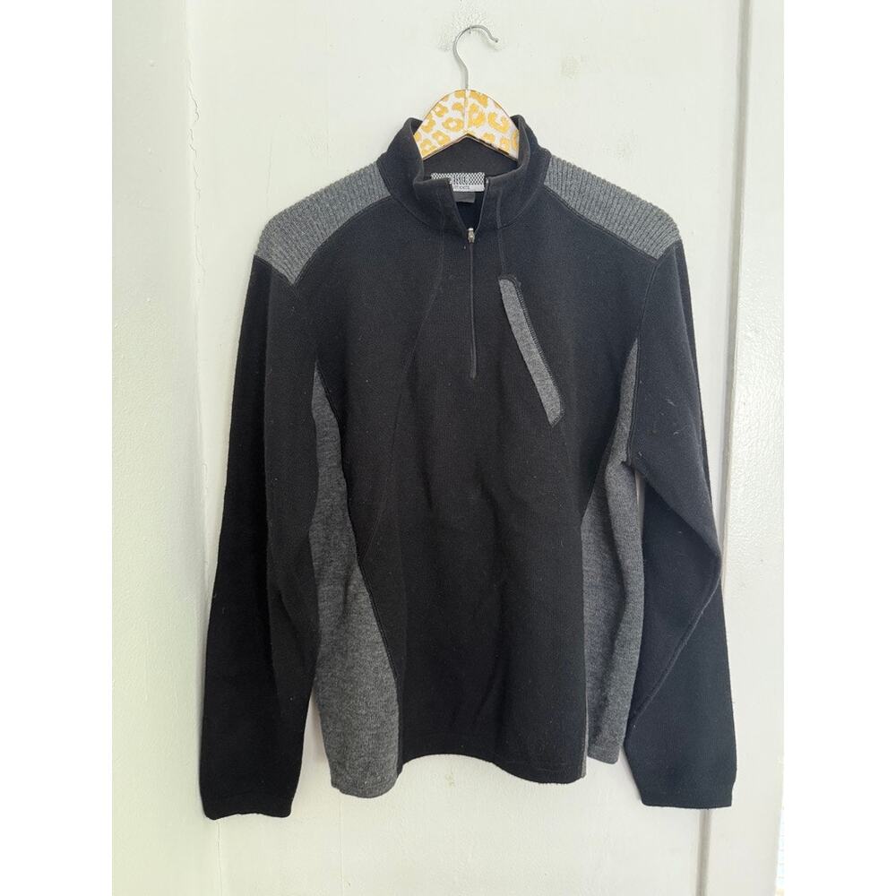 David Meister Sport Knits Men's Black Merino Wool Sweater | Size Large